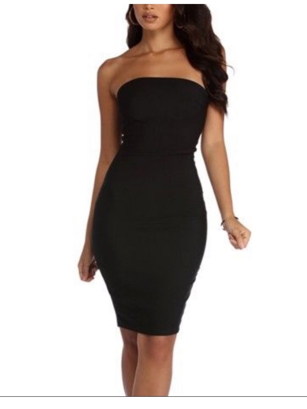Windsor Black Strapless Midi Dress XS